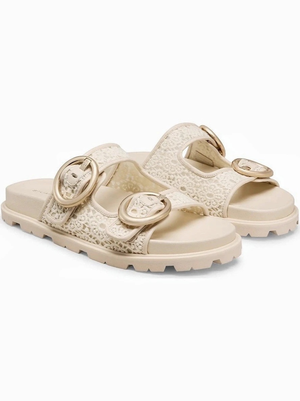 Stuart Weitzman Double Buckle Sandals in Cream US 9.5 european 40 NWT